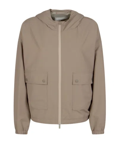 Peserico Long-sleeved Casual Jacket In Brown