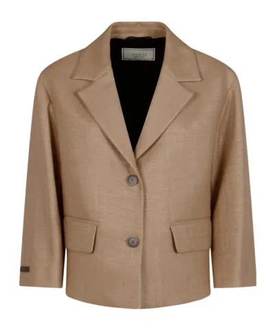Peserico Long-sleeved Casual Jacket In Brown