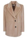 Peserico Long-sleeved Coat In Neutral