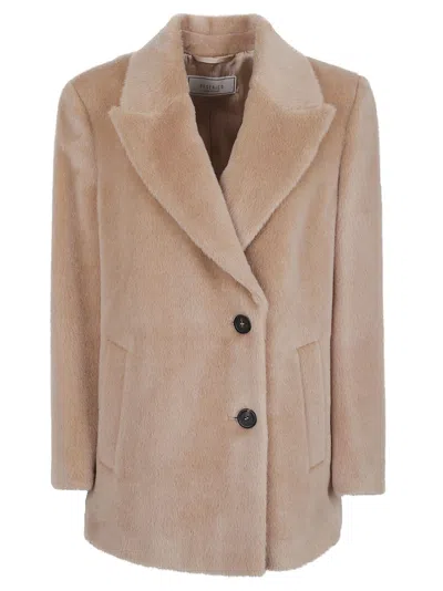 Peserico Long-sleeved Coat In Neutral