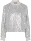Peserico Sequin-embellished Bomber Jacket In Gray