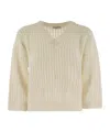 Peserico Women Tricot Sweater With Micropaillettes In Nude
