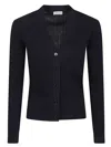 Peserico V Neck Long Sleeve Knit Pullover In Black