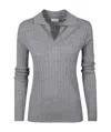 Peserico Long-sleeved Polo Shirt In Animal Print