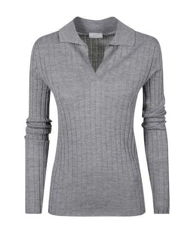 Peserico Long-sleeved Polo Shirt In Animal Print