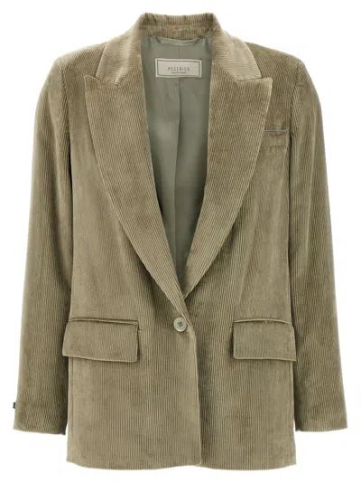 PESERICO PESERICO SINGLE-BREASTED RIBBED VELVET BLAZER