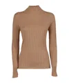 Peserico Ribbed Knit Sweater With Classic Round Neckline In Brown