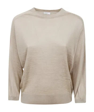 Peserico Long-sleeved Sweater In Nude