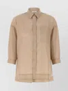 Peserico Longline Shirt With Chest Pocket In Nude