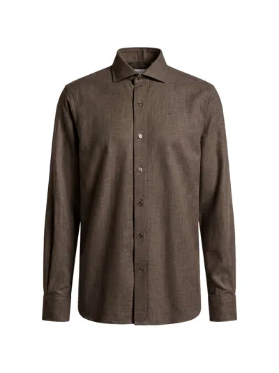 Peserico Long-sleeve Button-down Shirt In Brown