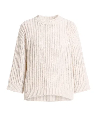 Peserico Chunky-knit Three-quarter Sleeve Sweater In Neutral