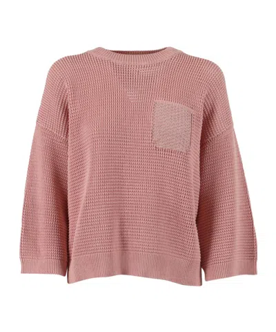 Peserico Long-sleeve Pocket Sweater In Pink