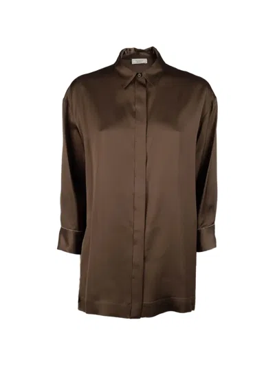 Peserico Long-sleeve Shirt In Brown