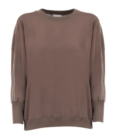 Peserico Long-sleeve Sweater In Brown