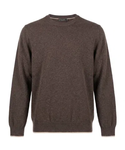 Peserico Long-sleeved Crewneck Jumper In Brown