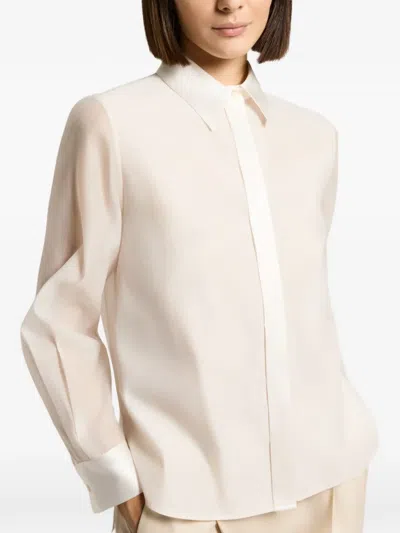 Peserico Long-sleeved Sheer Shirt In Neutral