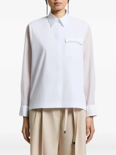 Peserico Long-sleeved Sheer Shirt In White