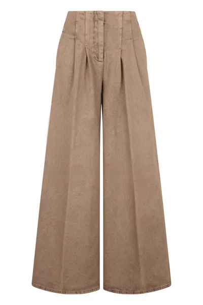 Peserico Loose Camel-colored Jeans With A High Waist And Versatile Design. In Brown