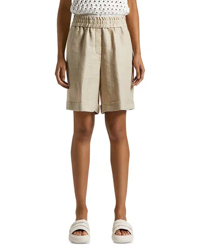 Peserico Loose Fit Shorts In Amber Beige