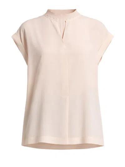 Peserico Loose-fitting Blouse With Pleated Details In Neutral