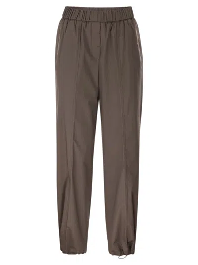 Peserico Loose-fitting Stretch Cotton Trousers With Elasticated Waistband In Animal Print