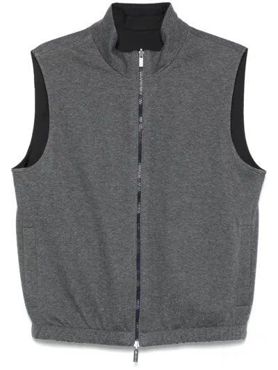 Peserico Loro Piana Gabardine Gilet In Blue