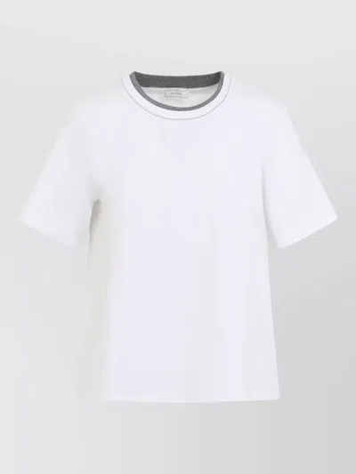 Peserico Lounge Crew Neck T Shirt Contrast Neckline In White