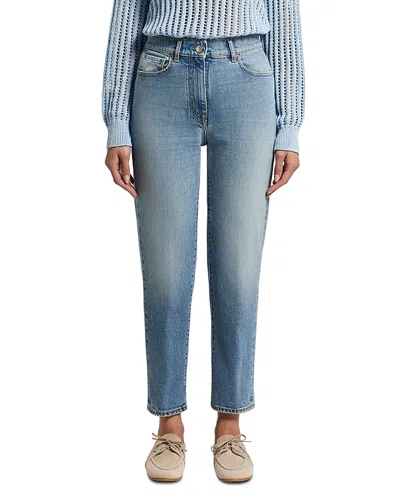Peserico Low Rise Straight Crop Jeans In Ink In Blue