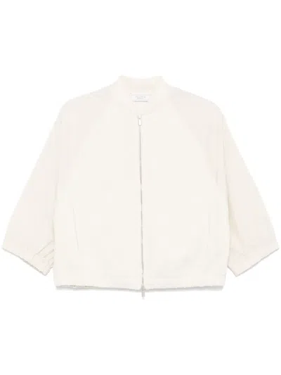 Peserico Lurex Bomber Jacket In Neutrals