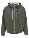 Peserico Sparkle Drawstring Hooded Long Sleeve In Gray