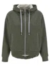 Peserico Sparkle Drawstring Hooded Long Sleeve In Green