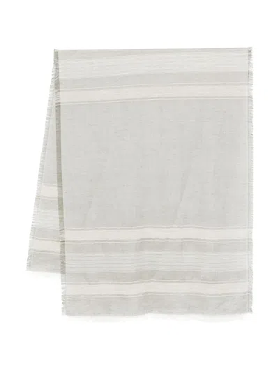 Peserico Lurex-detail Jacquard Scarf In Gray