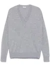 Peserico Chain-trim V-neck Sweater In Grey