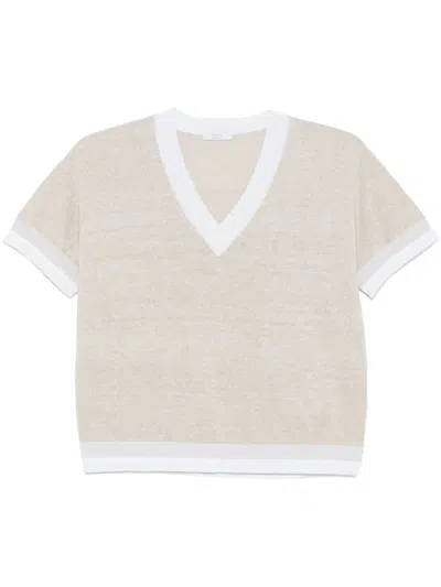 Peserico Lurex-detail Top In Neutrals