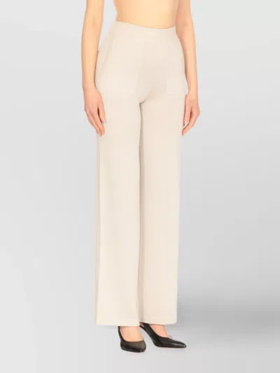 Peserico Lurex Elastic Waist Wide Leg Trousers In Neutral