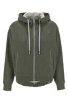 Peserico Sparkle Drawstring Hooded Long Sleeve In Green