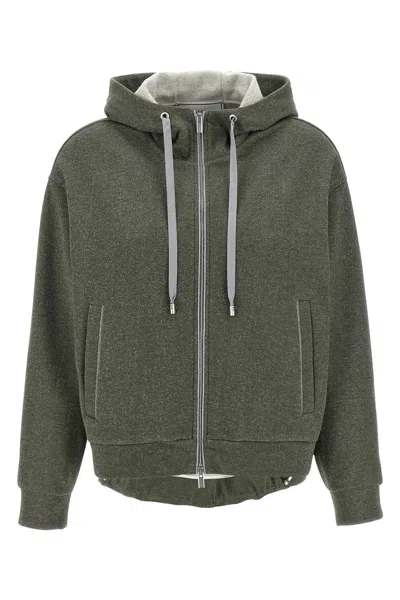 Peserico Lurex Hoodie In Green