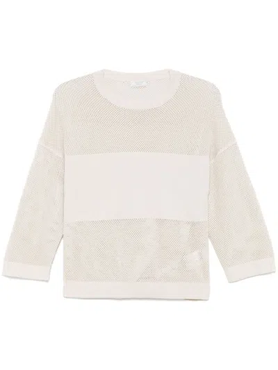 Peserico Lurex-knit Sweater In Beige