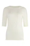 Peserico Ribbed Knit T-shirt In White