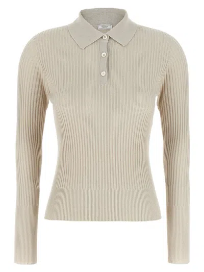 PESERICO PESERICO LUREX RIBBED POLO SHIRT