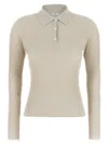 Peserico Collared Ribbed Polo Shirt With Long Sleeves In Multi