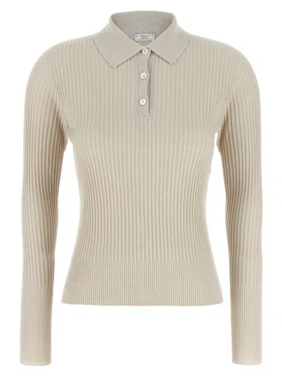 PESERICO LUREX RIBBED POLO SHIRT