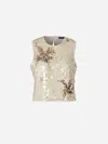 Peserico Lurex Sequin Top In Beige