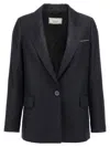 Peserico Lurex Single-breasted Blazer Blazer And Suits Blue In Black