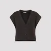 Peserico Speckled-effect Short-sleeves Cardigan In Brown