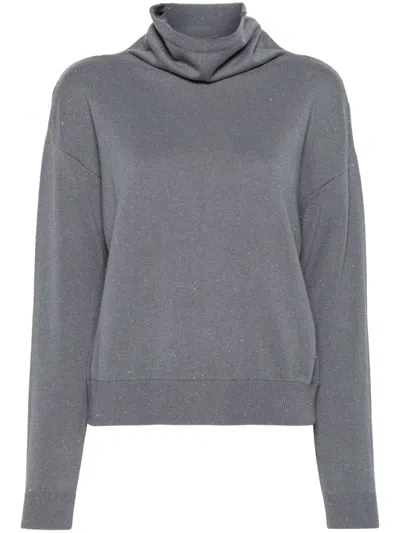 Peserico Lurex Sweater In Gray