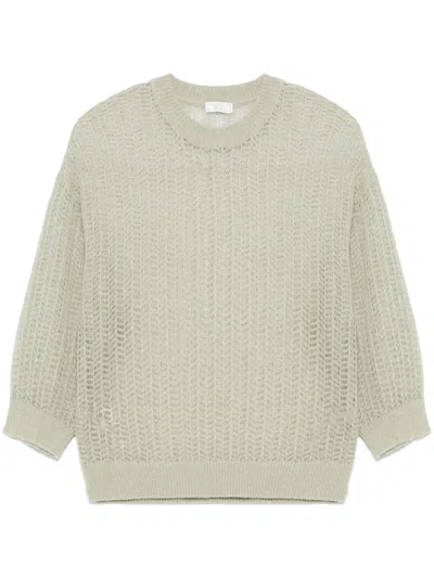 Peserico Lurex Tricot-knit Sweater In Green