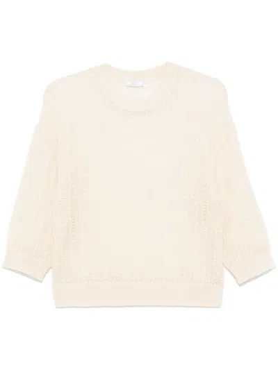 Peserico Lurex Tricot-knit Sweater In Neutrals