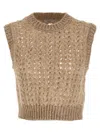 Peserico Fishnet Waist Coat In Neutral