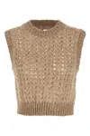 Peserico Fishnet Waist Coat In Brown